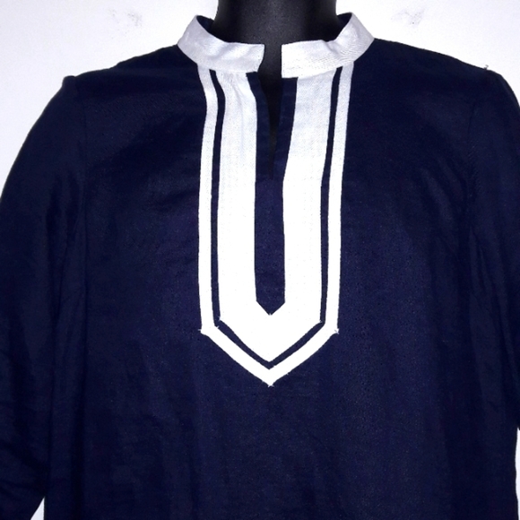 𝅺CROWN & IVY Blue/White 3/4 Sleeve Kurta Dress, M - Picture 5 of 8